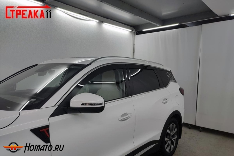 Дефлекторы Chery Tiggo 7 2019+ | из 6 частей, премиум, плоские, 2D