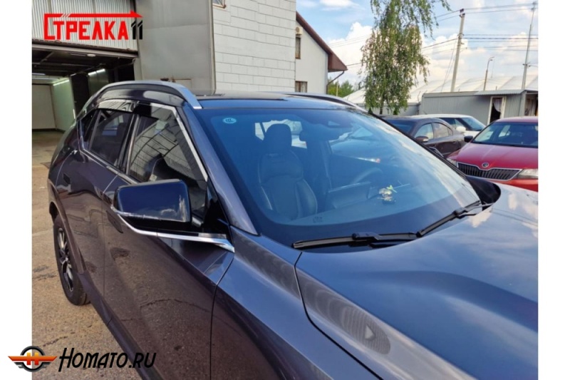 Дефлекторы ГАК ГС4 2025+ | с хром молдингом, из 6 частей, премиум, плоские, 2D,