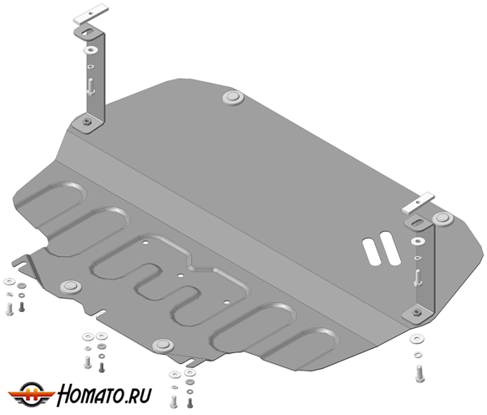 Защита картера Volkswagen Touran 2010-2015 | двигатель + КПП, 2 мм, сталь | MOTODOR | 72302