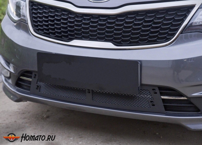 Защитная сетка решетки переднего бампера KIA Rio III 2015+ (седан) | шагрень