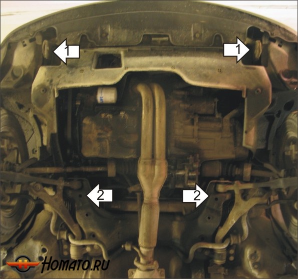 Защита картера Honda Civic 6 1995-2001 | двигатель + КПП, 2 мм, сталь | MOTODOR | 00818