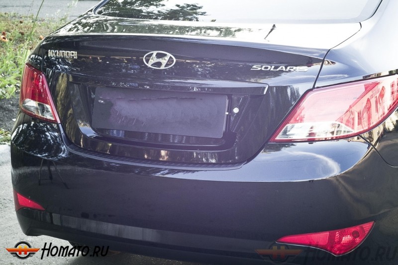 Накладка на задний бампер для Hyundai Solaris седан 2014+ | шагрень