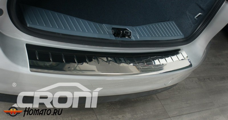 Накладка на задний бампер для Mazda CX-5 (2012-2014) | зеркальная нержавейка, с загибом