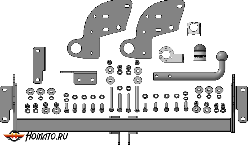 Фаркоп Mitsubishi Pajero IV 2006-2012 | шар A - оцинкованный, нагрузка 100/2000 | MOTODOR | 91310-A