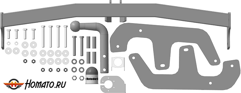 Фаркоп Renault Sandero 2008-2014 | шар A - оцинкованный, нагрузка 50/1000 | MOTODOR | 91706-A