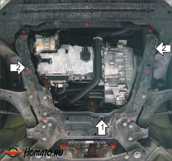 Защита картера Ford Mondeo IV 2010-2015 | двигатель + КПП, 2 мм, сталь | MOTODOR | 00737