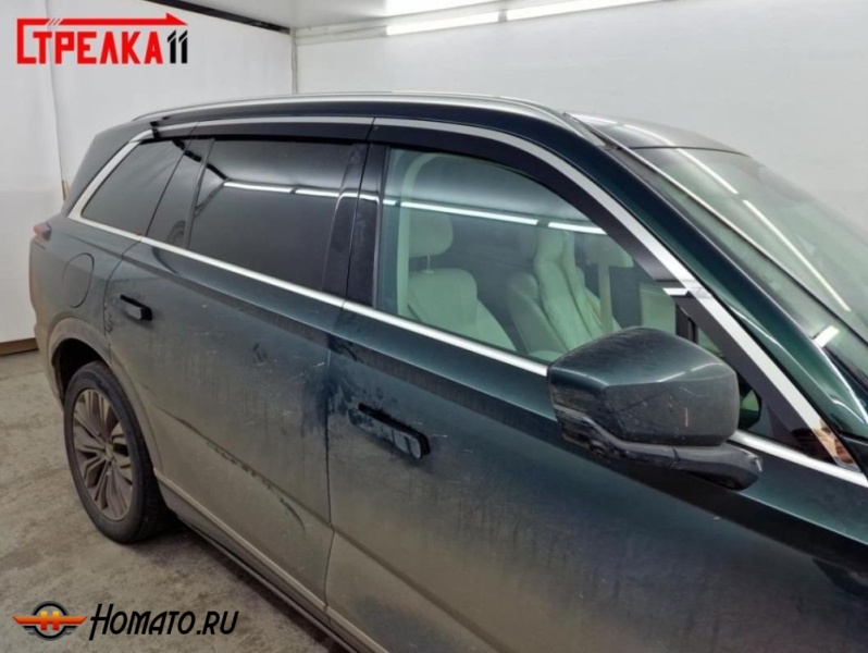 Дефлекторы Вей 07 | с хром молдингом, из 6 частей, премиум, плоские, 2D