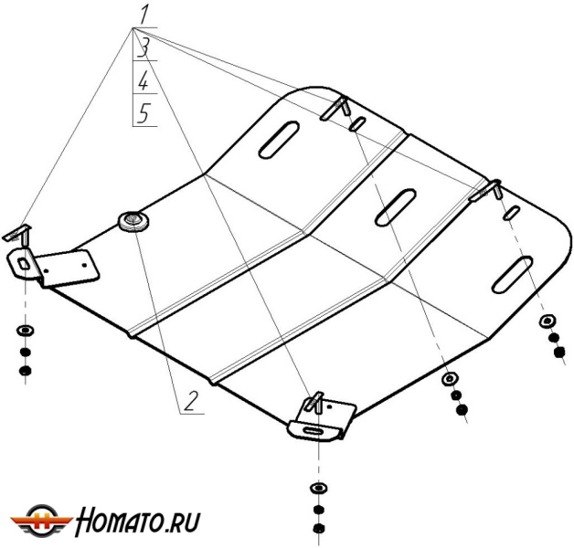 Защита картера Opel Vectra B 1995-2002 | двигатель + КПП, 2 мм, сталь | MOTODOR | 01506