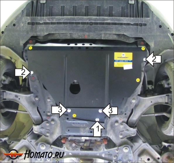 Защита картера Ford Mondeo IV 2010-2015 | двигатель + КПП, 2 мм, сталь | MOTODOR | 00737