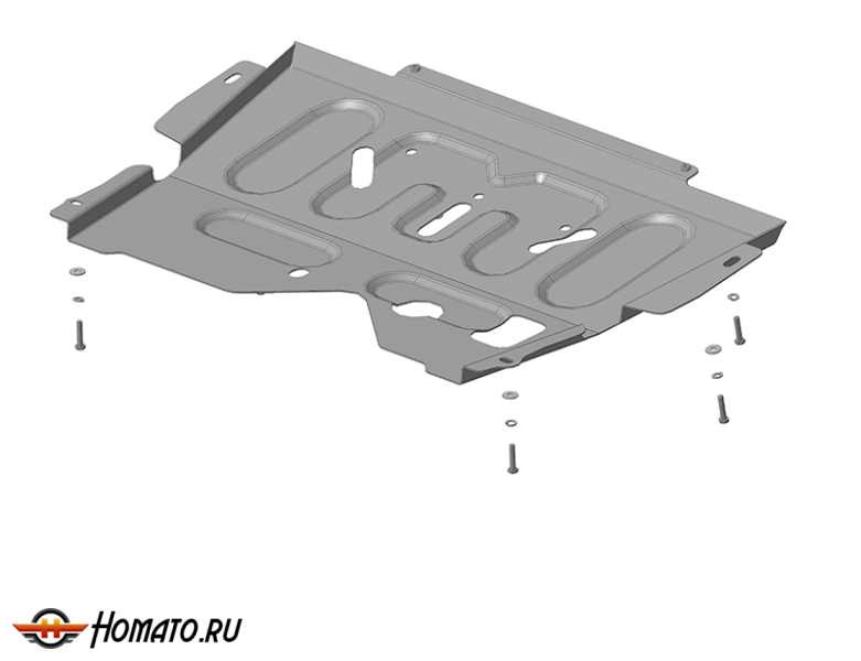 Защита картера Renault Logan 2004-2016 | двигатель + КПП, 2 мм, сталь | MOTODOR | 71706