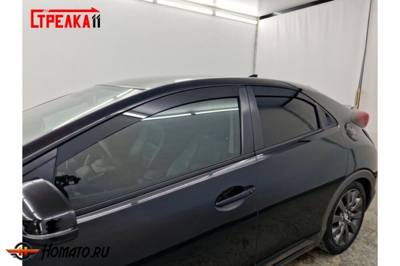 Дефлекторы Honda Civic 9 (5D) 2012+ | из 4 частей, премиум, плоские, 2D