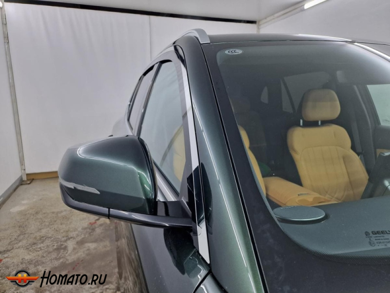 Дефлекторы Geely EX5 EM-i 2026+ | с хром молдингом, из 6 частей, премиум, плоские, 2D