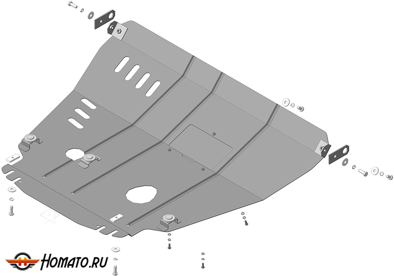 Защита картера Ford Escape 2001-2007 | двигатель + КПП, 2 мм, сталь | MOTODOR | 00738