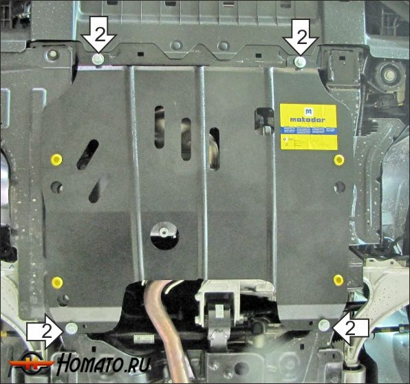 Защита картера Opel Astra J 2009-2015 | двигатель + КПП, 2 мм, сталь | MOTODOR | 73005