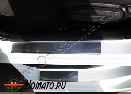 Накладки на дверные пороги с надписью "Solaris" из нержавеющей стали для Hyundai Solaris «2011+»