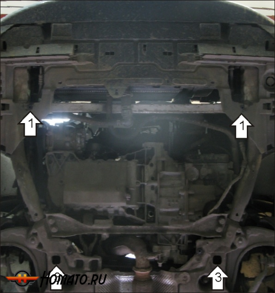 Защита картера Citroen C5 2008-2010 | двигатель + КПП, 2 мм, сталь | MOTODOR | 00411