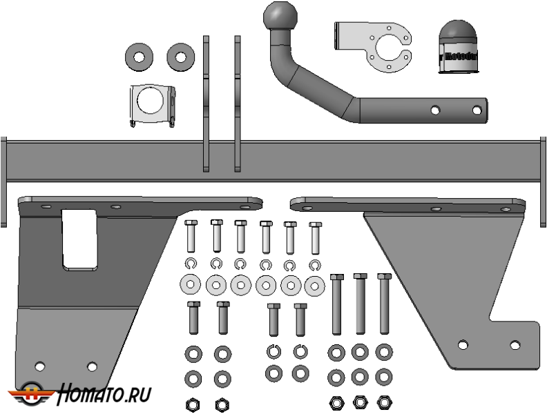 Фаркоп Honda CR-V III 2006-2009 | шар A - оцинкованный, нагрузка 75/1500 | MOTODOR | 90805-A