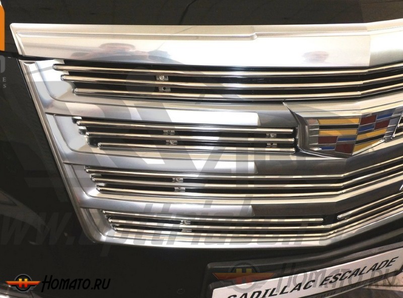 Решетка переднего бампера для Cadillac Escalade 2014+ | d12 (кроме к-ции Platinum)