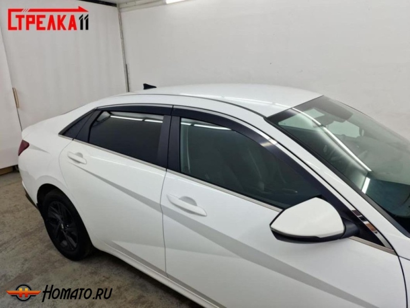Дефлекторы Hyundai Elantra 7 2021- | премиум, плоские, 2D