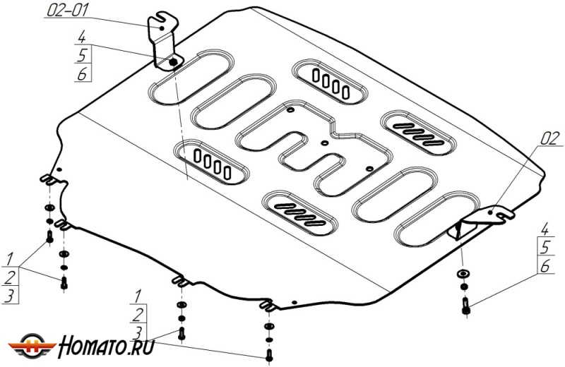 Защита картера Gac GS3 2024- | двигатель + КПП, 2 мм, сталь | MOTODOR | 77805