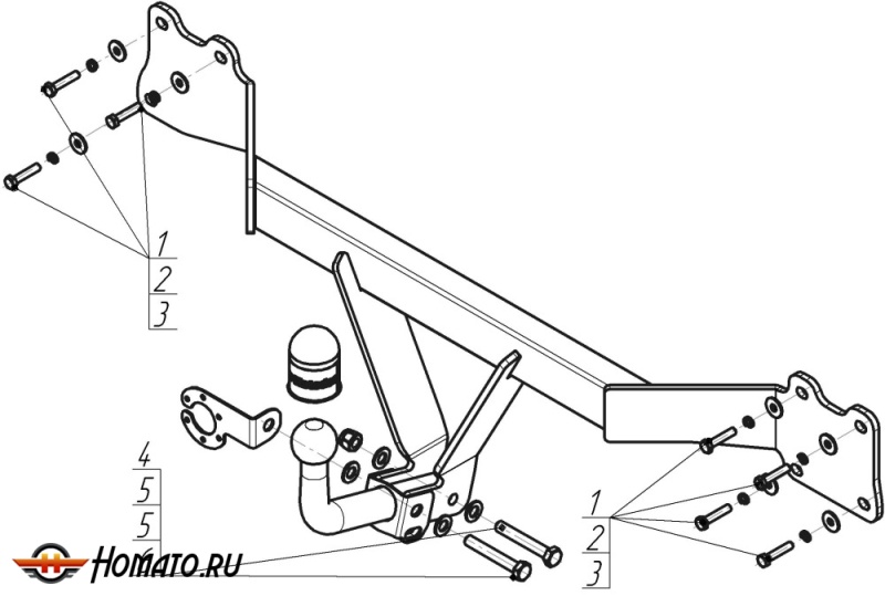 Фаркоп Audi TT 2006-2014 | шар A - оцинкованный, нагрузка 50/750 | MOTODOR | 90102-A