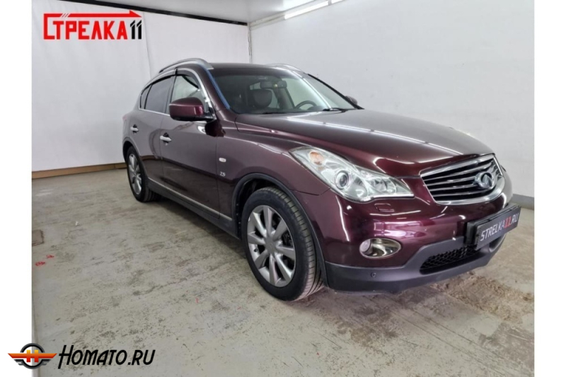 Дефлекторы Infiniti EX / QX50 2007-2018 | с хром молдингом, из 6 частей, премиум, плоские, 2D