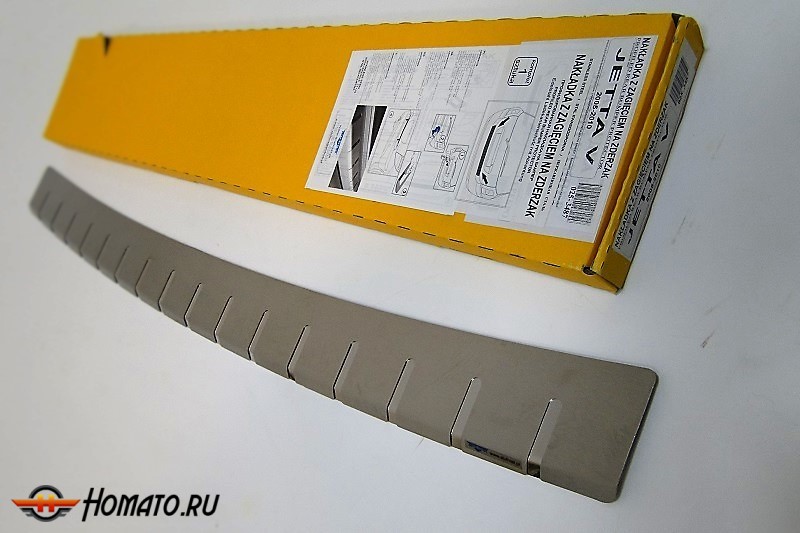 Накладка на задний бампер для Volkswagen Jetta V (2005-2010) | нержавейка, с загибом