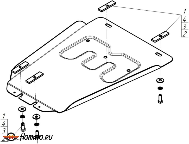 Защита картера Jac T8Pro 2019- | КПП, 2 мм, сталь | MOTODOR | 78313