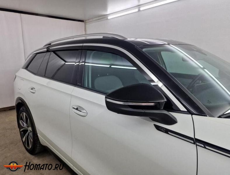 Дефлекторы Volkswagen Tavendor | с хром молдингом, из 6 частей, премиум, плоские, 2D