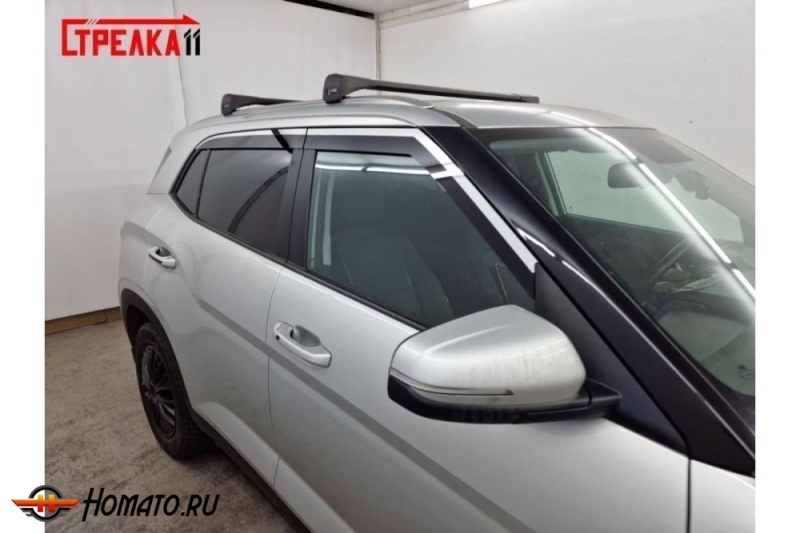 Дефлекторы Солярис HC 2024+ | с хром молдингом, из 4 частей, премиум, плоские, 2D