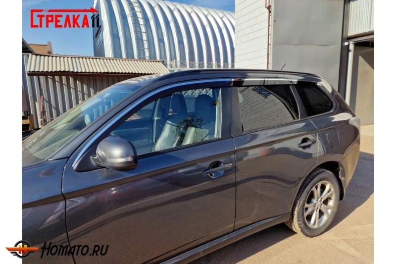 Дефлекторы Mitsubishi Outlander 3 2012-2022 | премиум, плоские, 2D