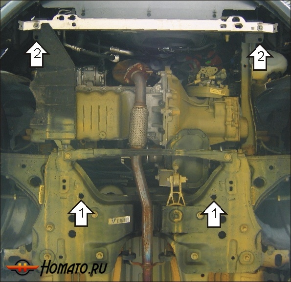 Защита картера Opel Corsa D 2006-2015 | двигатель + КПП, 2 мм, сталь | MOTODOR | 01523