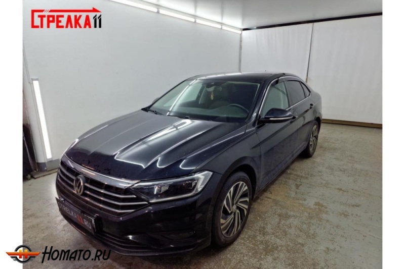 Дефлекторы Фольксваген Джетта 7 2020+ | с хром молдингом, из 6 частей, премиум, плоские, 2D