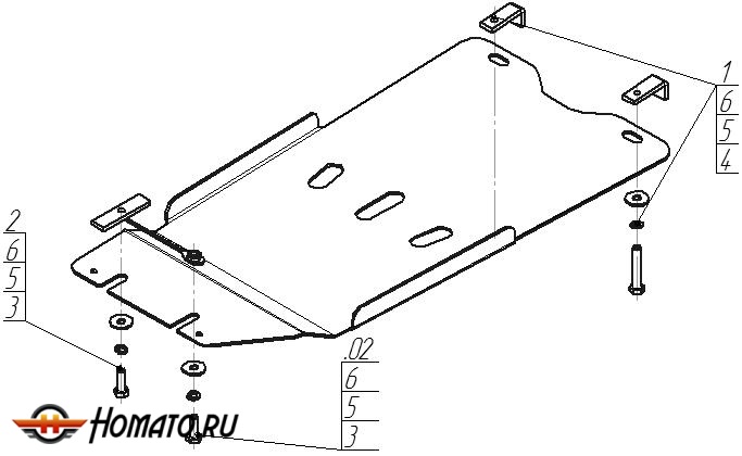 Защита картера Lexus GS 300 2005-2008 | КПП + раздатка, 3 мм, сталь | MOTODOR | 15011