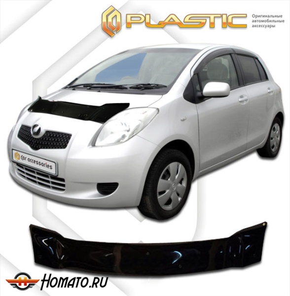 Дефлектор капота Toyota Vitz 2 2005-2010 (DBA-KSP90, DBA-SCP90, DBA-NCP91) | черный