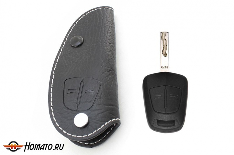 Брелок «кожаный чехол» для ключа Opel с белой нитью