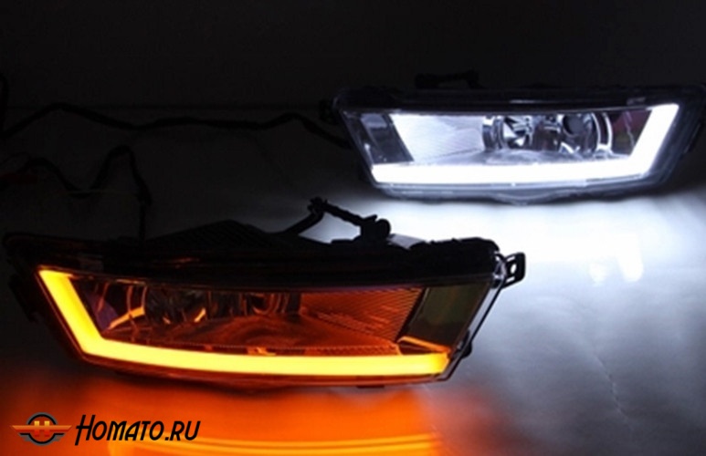 Штатные светодиодные дневные ходовые огни (ДХО) для Skoda Rapid 2014+