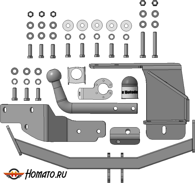 Фаркоп KIA Sorento 2020- | шар A - оцинкованный, нагрузка 100/2000 | MOTODOR | 91008-A