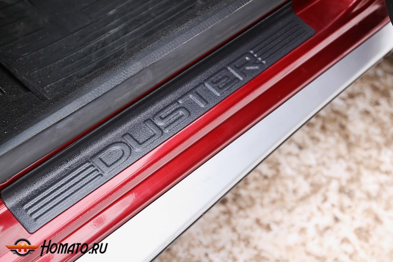 Накладки на внутренние пороги дверей для Renault Duster 2010+/2015+ | шагрень | передние