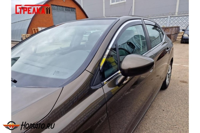 Дефлекторы Citroen C4 2013-2024 седан | с хром молдингом, из 4 частей, премиум, плоские, 2D