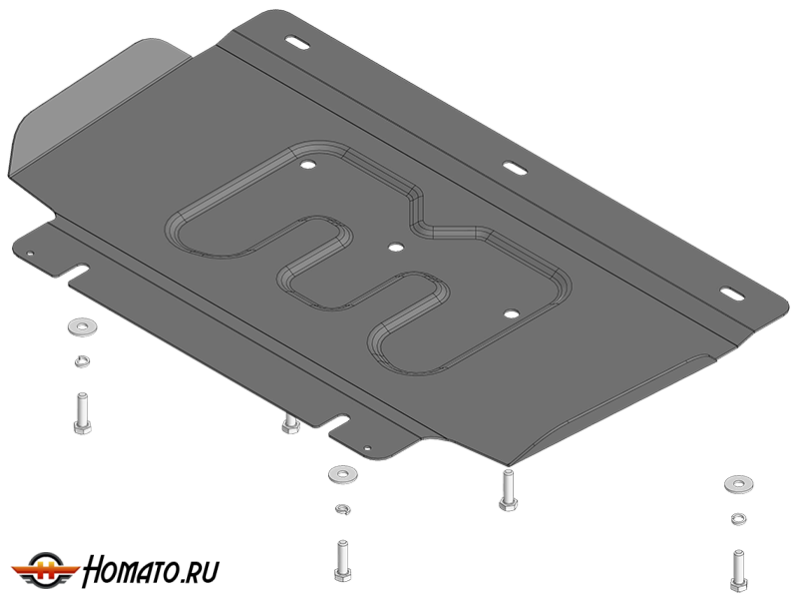 Защита картера KGM Rexton | двигатель + передний дифференциал, 2 мм, сталь | MOTODOR | 72805