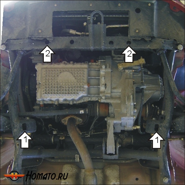 Защита картера Chery Kimo 2007-2014 | двигатель + КПП, 2 мм, сталь | MOTODOR | 09007