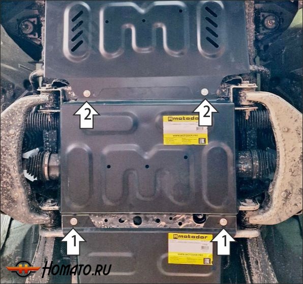 Защита картера Foton Tunland V9 2024- | двигатель + передний дифференциал, 2 мм, сталь | MOTODOR | 77508
