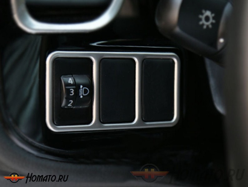 Окантовка на кнопку регулировки фар для Mitsubishi Outlander 2015+ | нержавейка