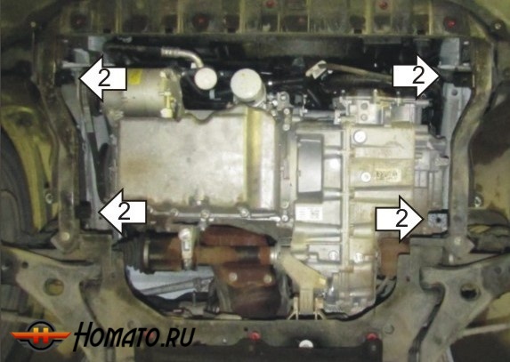 Защита картера Ford Kuga 2013-2019 | двигатель + КПП, 2 мм, сталь | MOTODOR | 70706