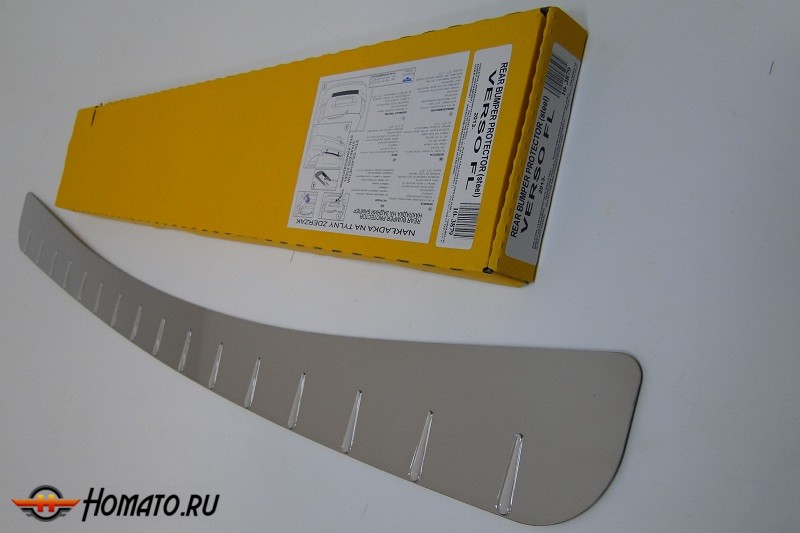 Накладка на задний бампер для Toyota Verso 2013+ | нержавейка + силиконовые вставки, без загиба