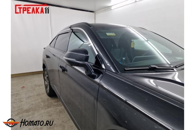 Дефлекторы Хавал Ф7Х 2 2025+ | с хром молдингом, из 6 частей, премиум, плоские, 2D