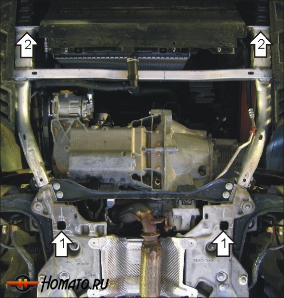 Защита картера Peugeot 407 2004-2008 | двигатель + КПП, 2 мм, сталь | MOTODOR | 01607