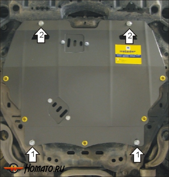 Защита картера Mazda 6 2007-2012 | двигатель + КПП, 2 мм, сталь | MOTODOR | 01121