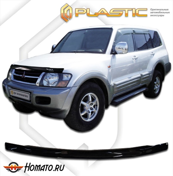 Дефлектор капота Mitsubishi Pajero 3 2002-2006 (V-63,65,68) | черный